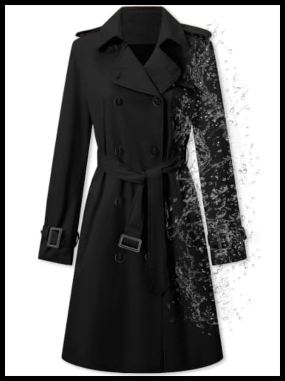 Women's Double Breasted Water-repellent Belted Trench Coat